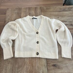 Quince Baby Alpaca-Wool Cropped Cardigan - Ivory, S